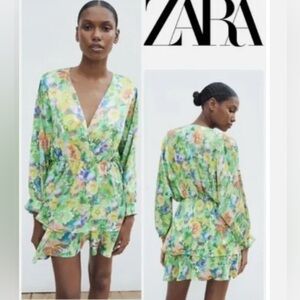 Zara Floral Wrap Dress size large